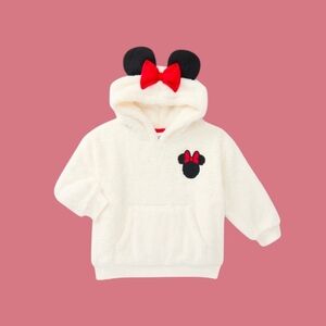 Minnie Mouse: Plush Cosplay Hoodie - Toddler 2T - Cream/Red